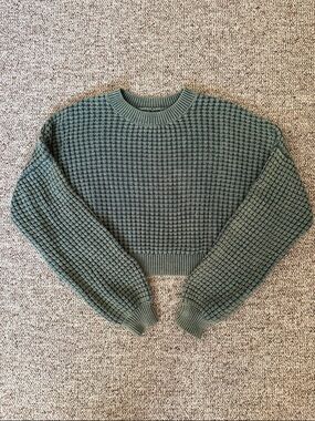 Hollister Cropped Sweater XS Green